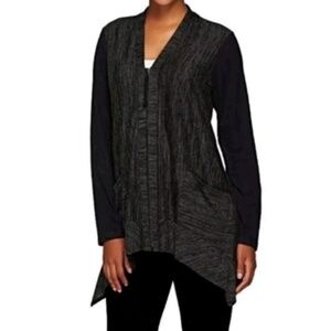 LOGO by Lori Goldstein Gray Knit Cardigan XXS